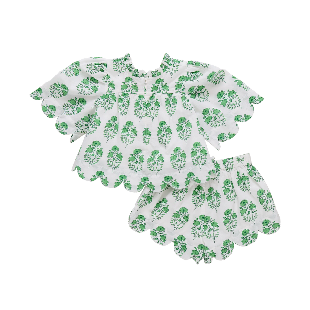 Baby Girls Misha Scallop 2-Piece Set - Green Strawflower