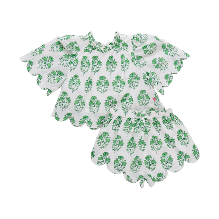 Baby Girls Misha Scallop 2-Piece Set - Green Strawflower