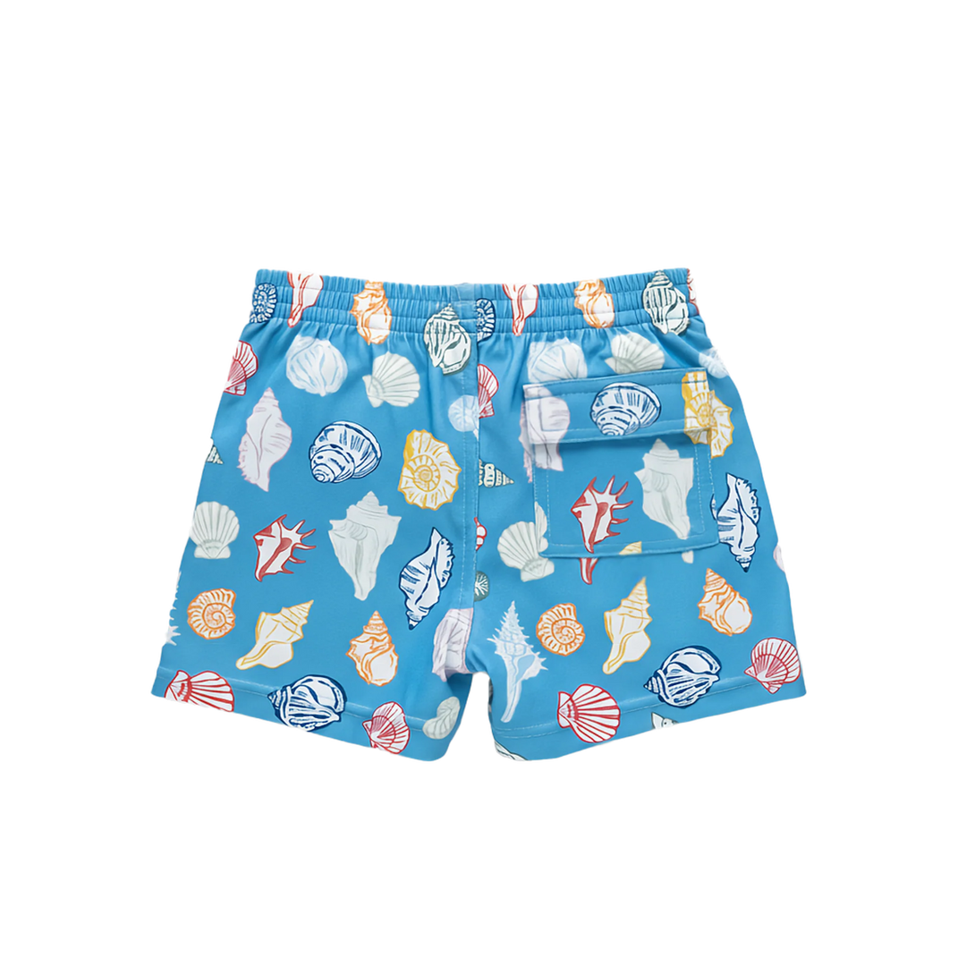 Boys Swim Trunk - Blue Seashells