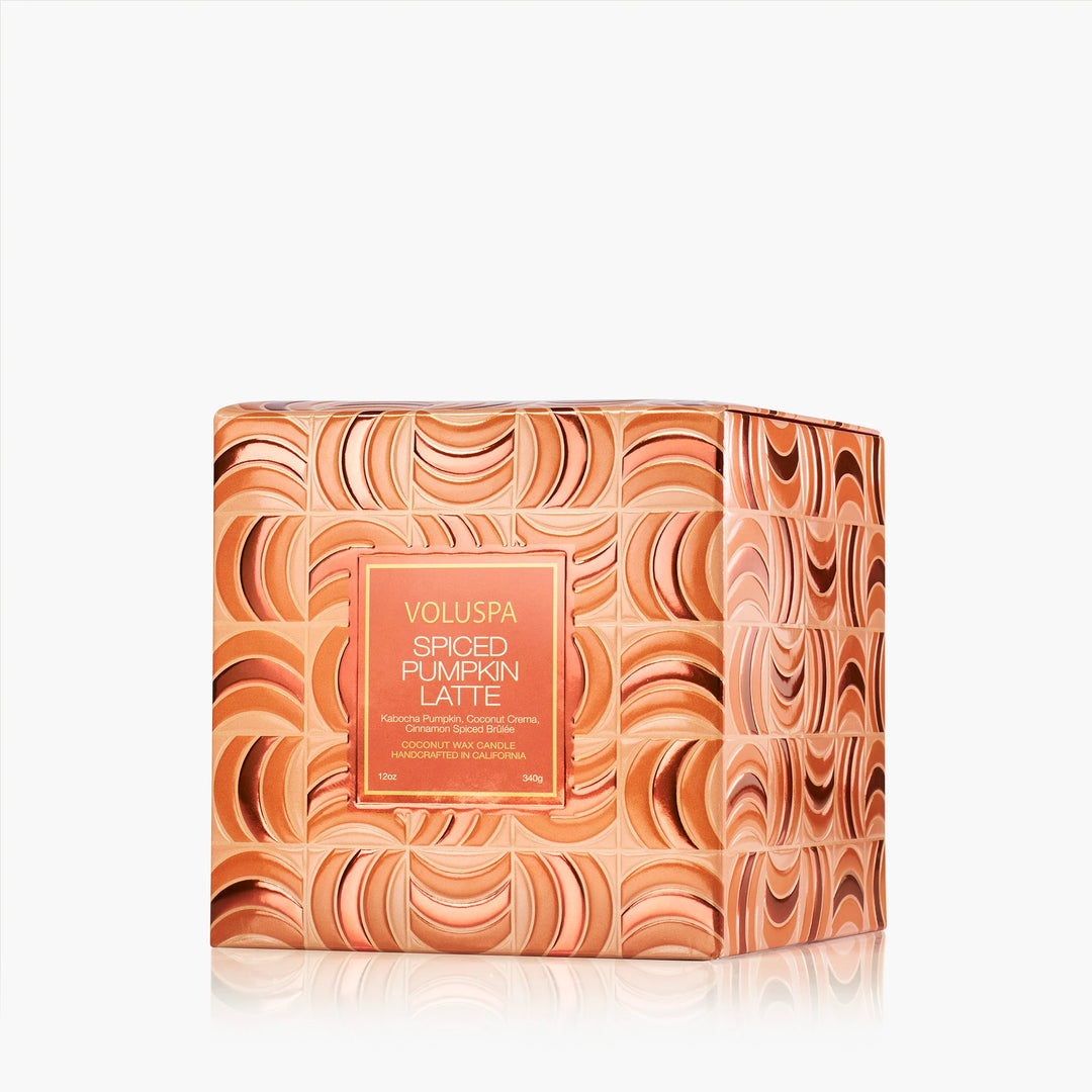 Voluspa Spiced Pumpkin Latte Luxe Classic Candle decorative orange gift box
