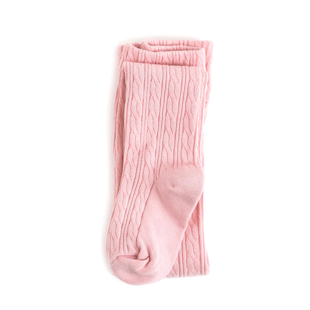 Quartz Light Pink Cable Knit Tights
