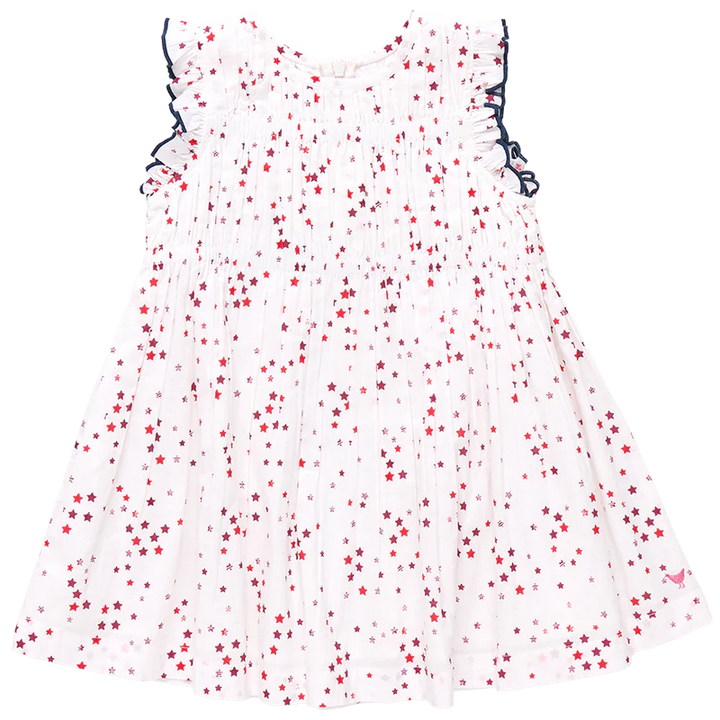 Girls Waverly Dress - Red Ditsy Stars