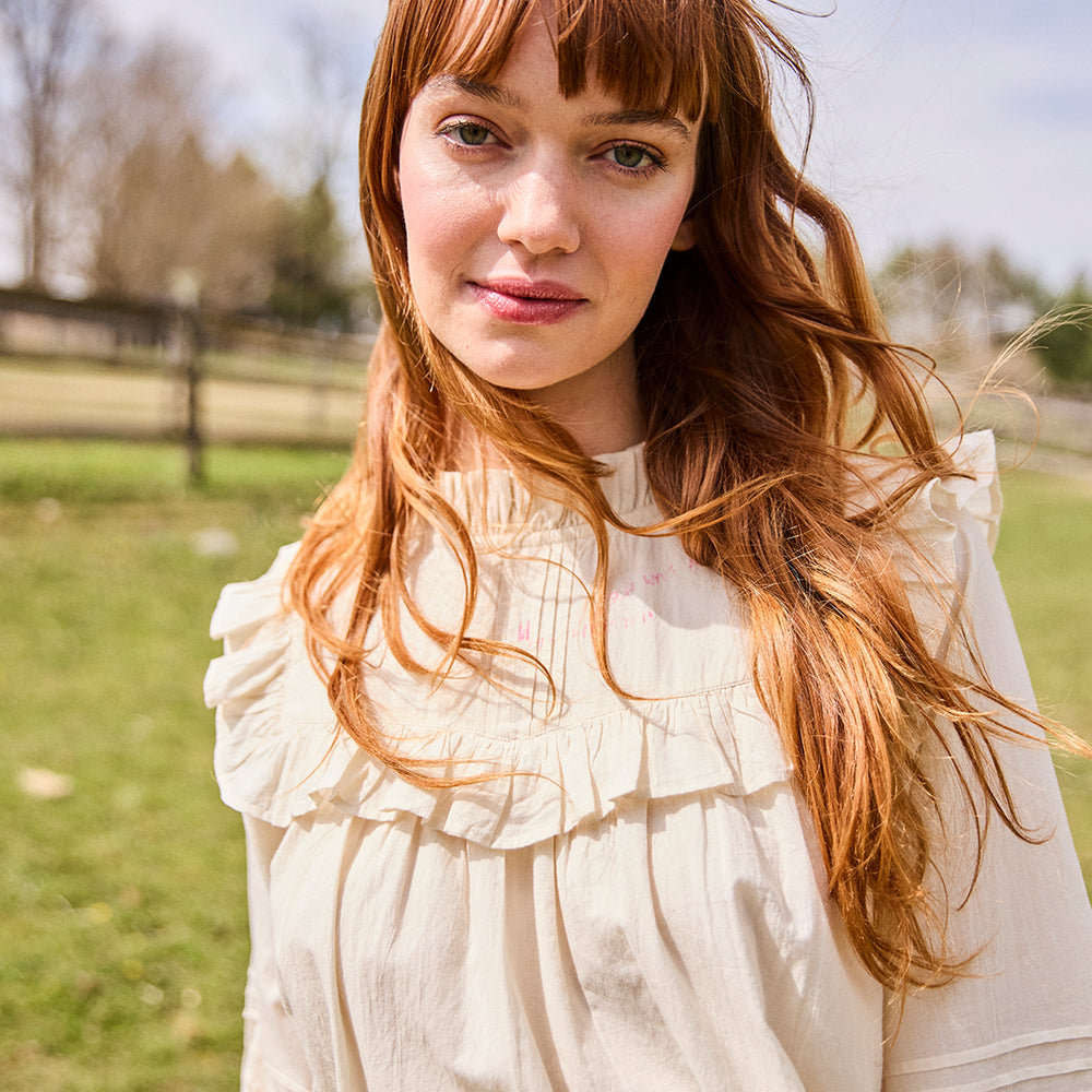 Womens Lace Mira Top - Antique White