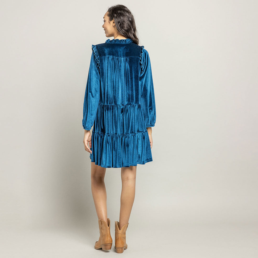 Womens Velour Kalani Dress - Midnight Blue