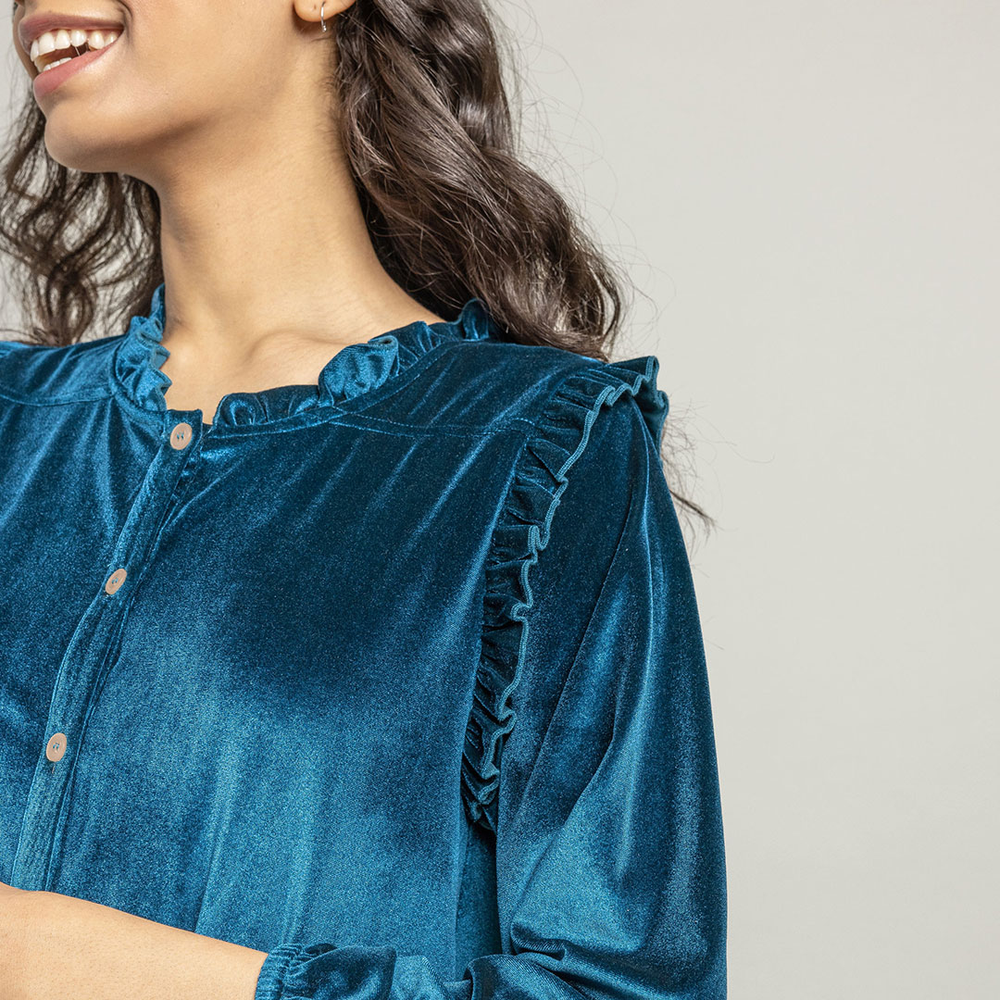 Womens Velour Kalani Dress - Midnight Blue