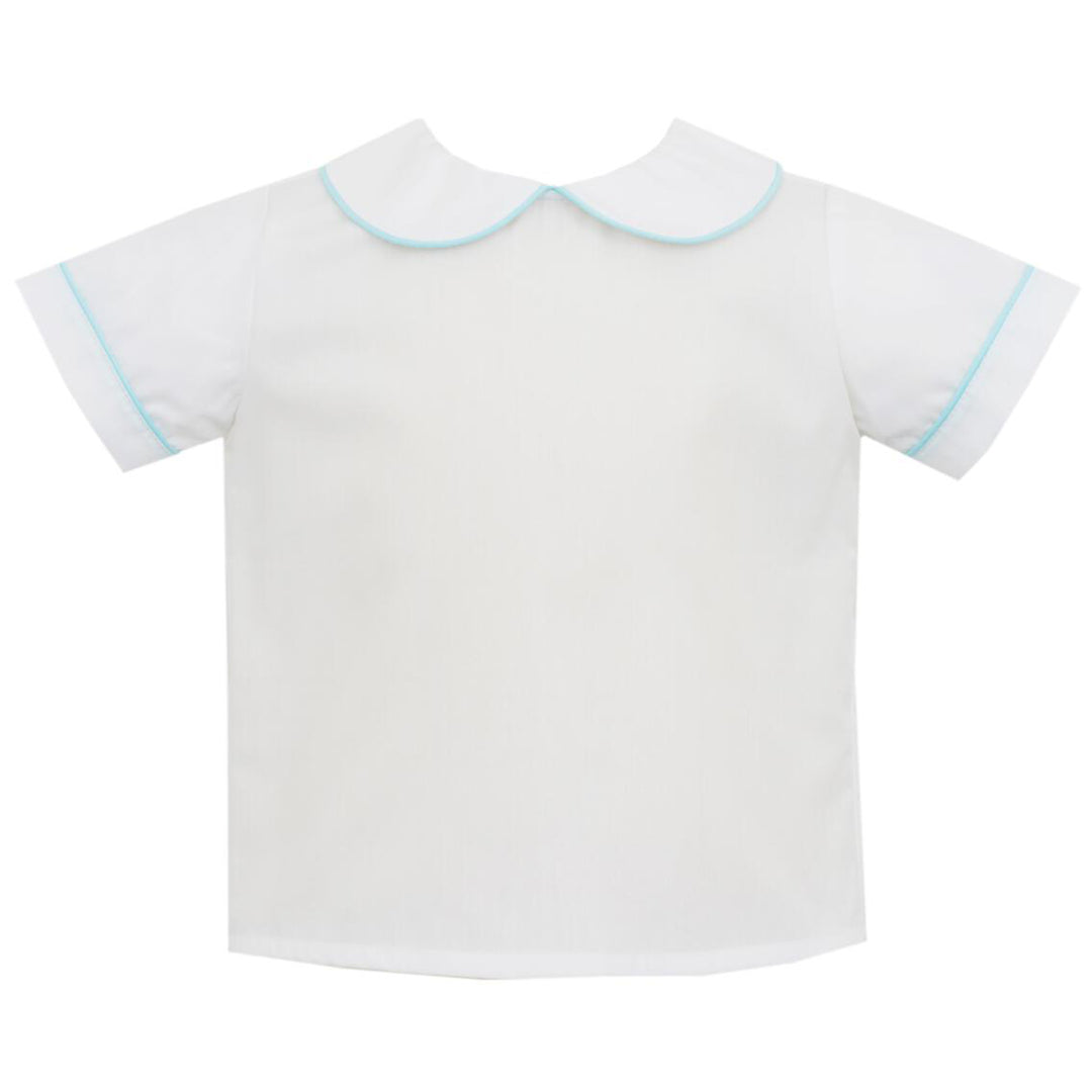 Cottontails White Shirt w/ Aqua Piping