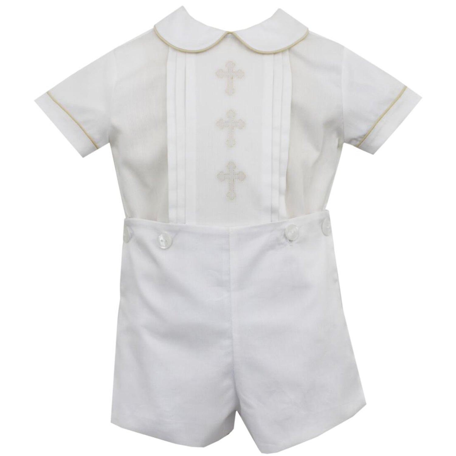 Boy's White Pique Crosses Short Set