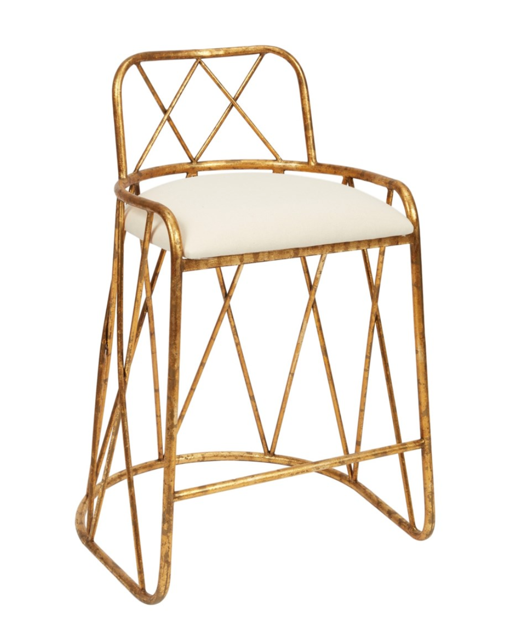 Aged Gold Patsy Counter Height Barstool w/ Light Linen Cushion