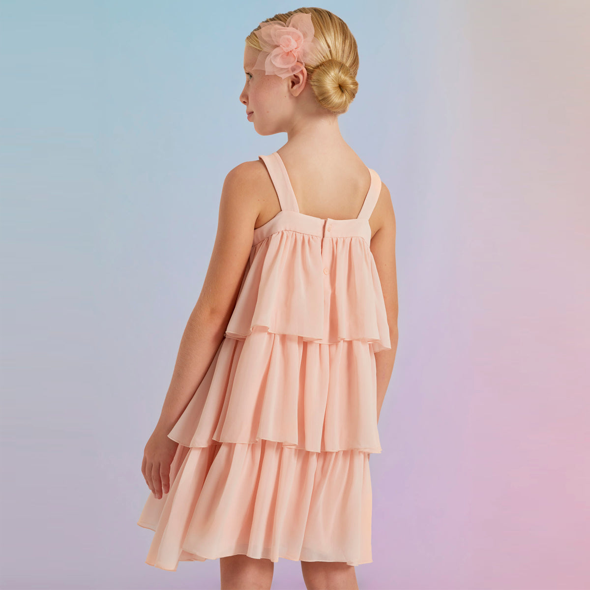 Cake Ruffled Chiffon Dress