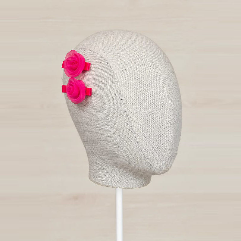 Strawberry Organza Flower Hair Clips