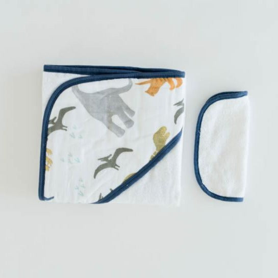 Hooded Towel & Washcloth Set - Dino Friends