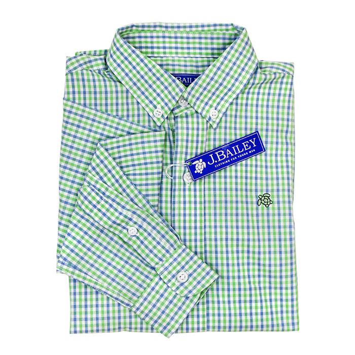 Bailey Boys - Surf Blue & Green Check Button Down Shirt - kkgivingtree - K&K's Giving Tree