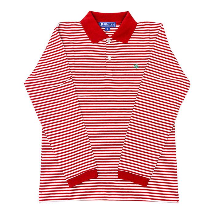 The J Bailey Harry Long Sleeve Polo in Red and White Stripe
