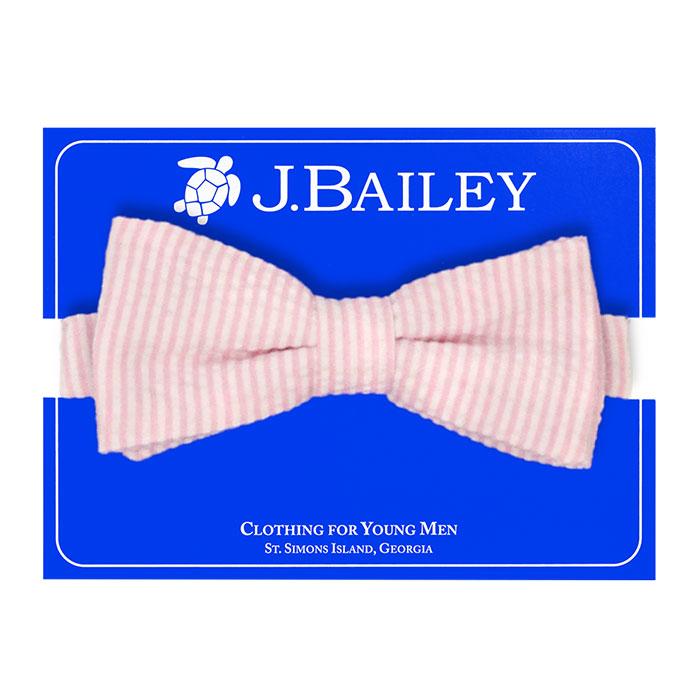 Light Pink Stripe Seersucker Johnny Bow Tie