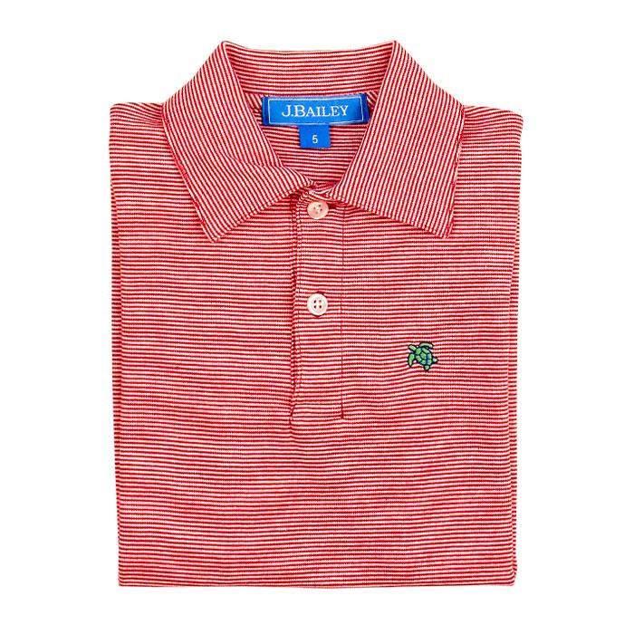 Red & White Stripe Short Sleeve Polo
