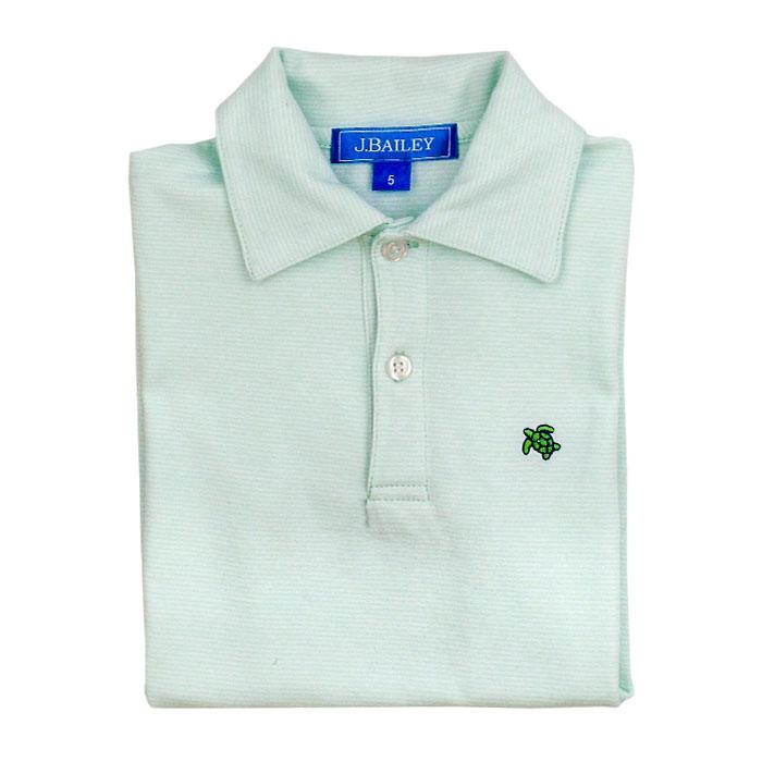 Seaglass & White Stripe Short Sleeve Polo