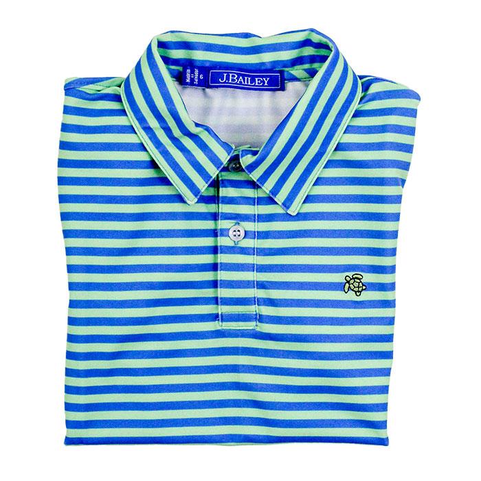 Blue & Green Stripe Short Sleeve Polo