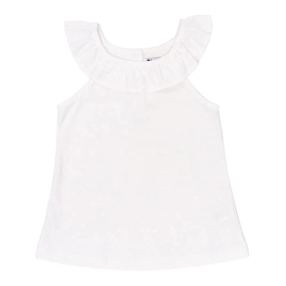 White Ruffle Collar Top