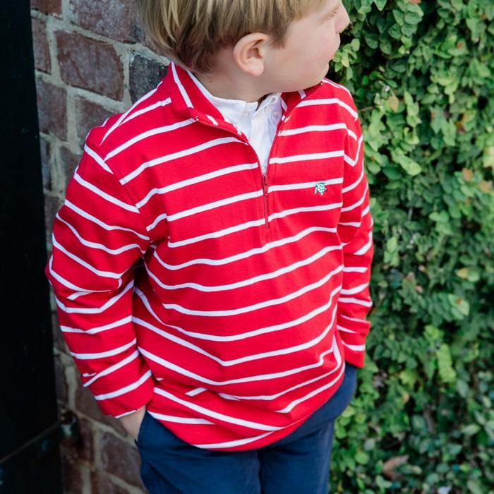 Red Stripe Half Zip Pull Over