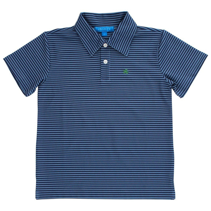 Blue Stripe Short Sleeve Henry Performance Polo