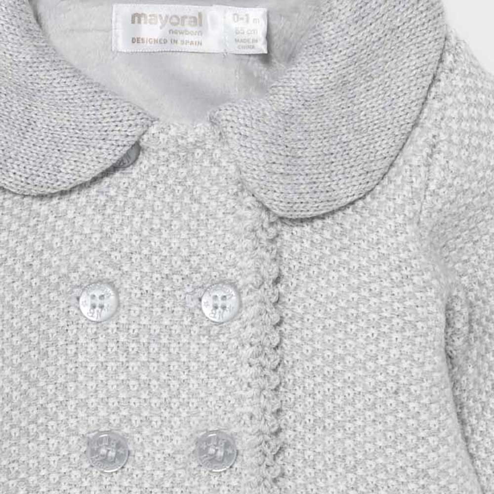 Heather Grey Knitted Coat With Bonnet