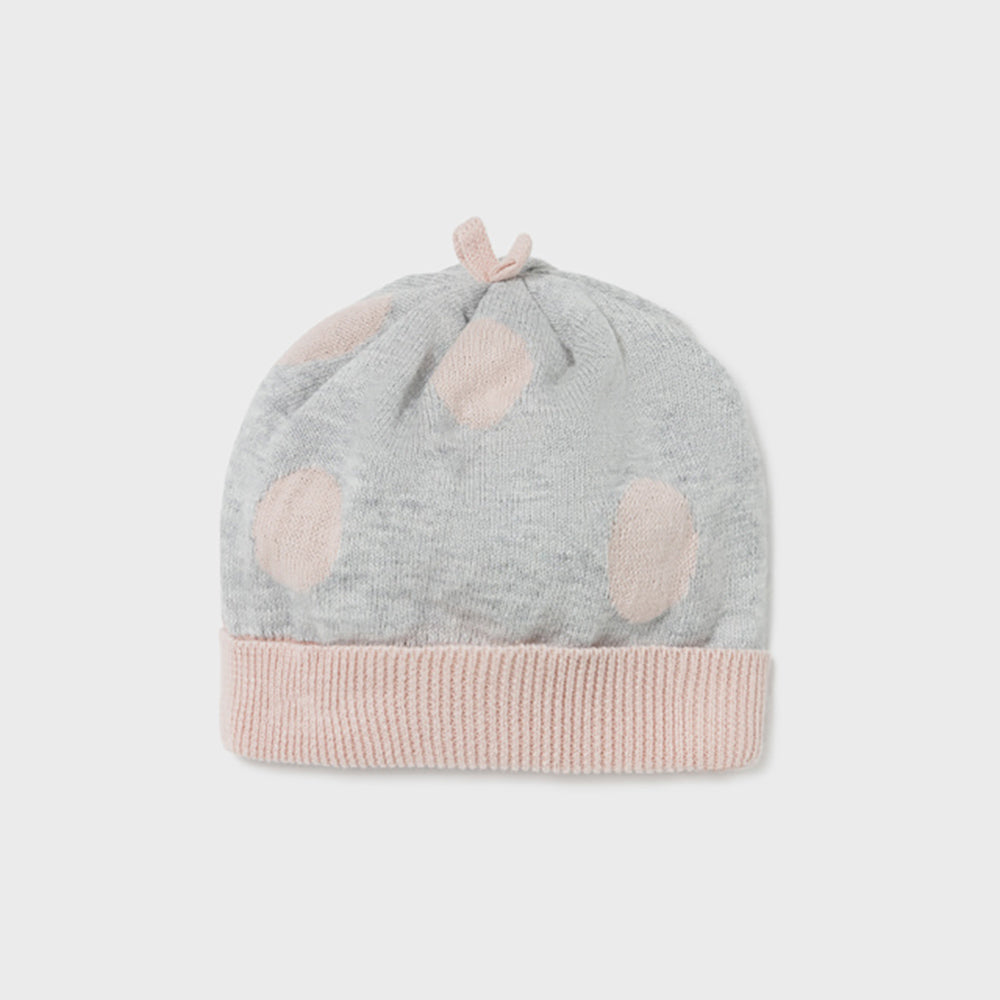 Grey & Dusty Pink Knit Leg Warmer Set With Hat