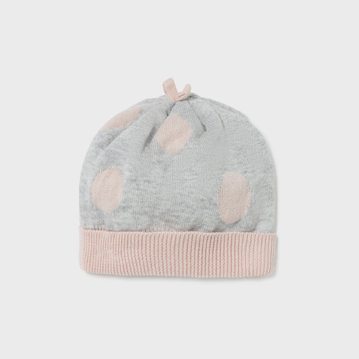 Grey & Dusty Pink Knit Leg Warmer Set With Hat