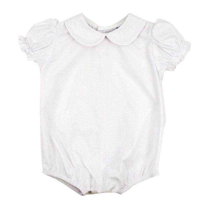 White Short Ruffled Sleeve Piped Onesie
