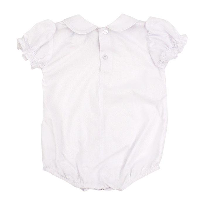 White Short Ruffled Sleeve Piped Onesie