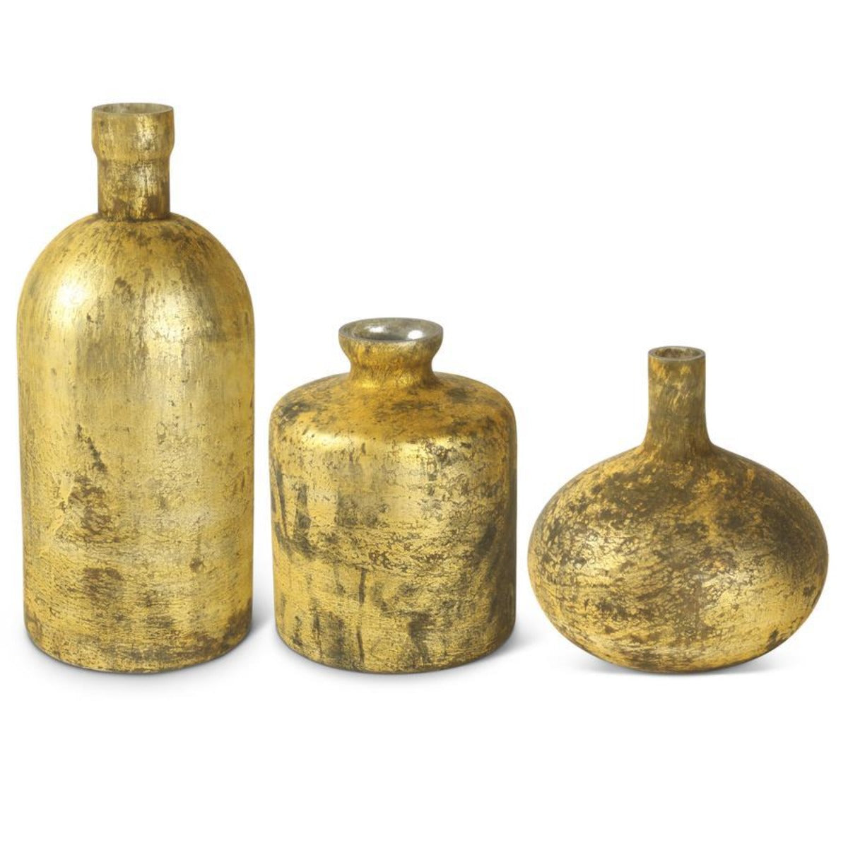 Antique Gold Matte Glass Bottle Vases
