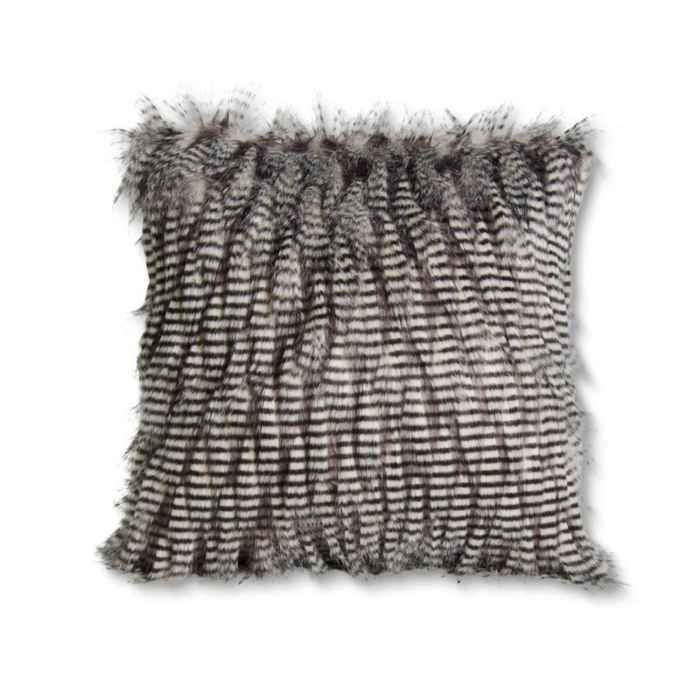 Grey Three Tone Faux Fur Pillow