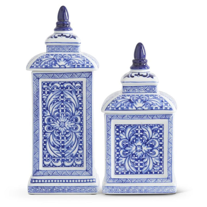 Blue & White Porcelain Square Lidded Containers
