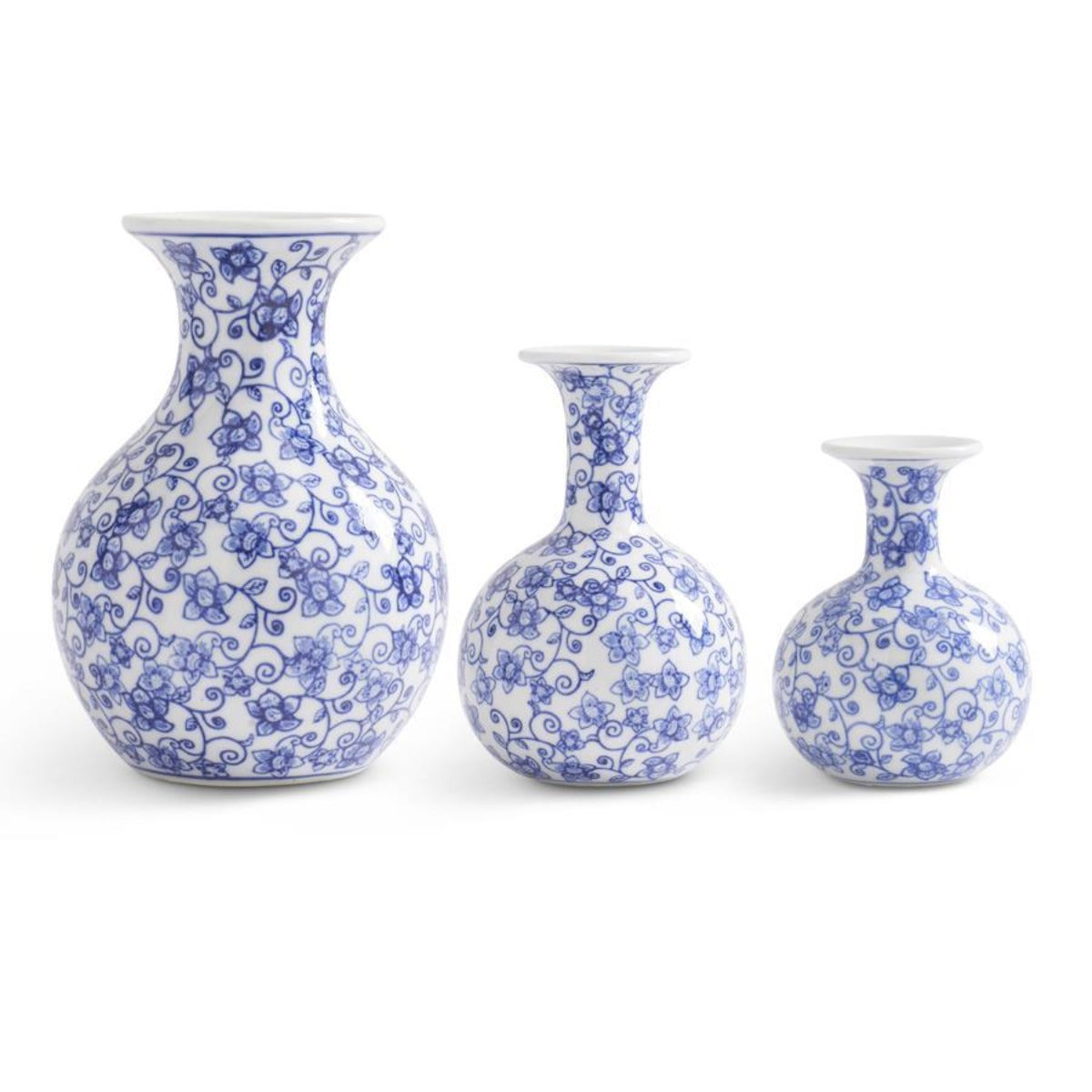 Blue & White Porcelain Chinoiserie Bud Vases