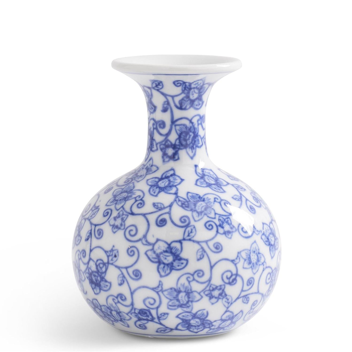 Blue & White Porcelain Chinoiserie Bud Vases