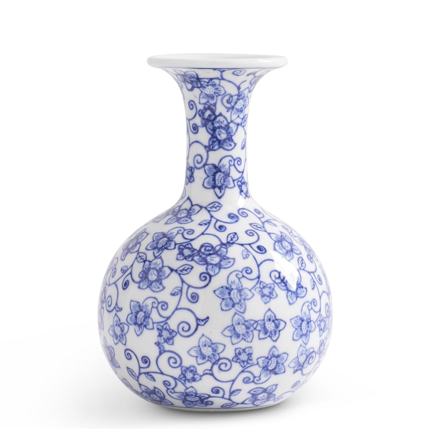 Blue & White Porcelain Chinoiserie Bud Vases