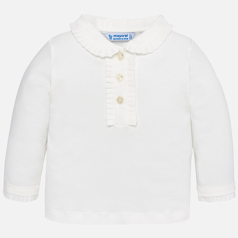 Basic long sleeved polo shirt for baby girl