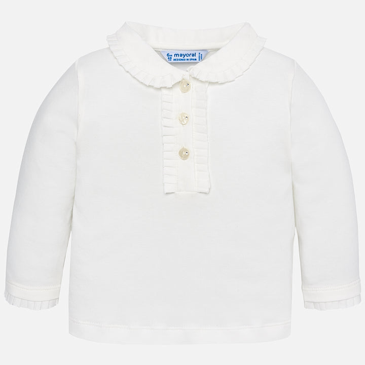 Basic long sleeved polo shirt for baby girl