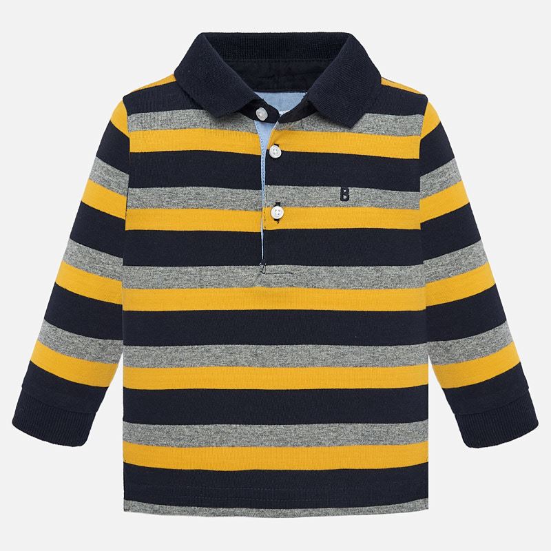 Yellow Stripe Long Sleeve Polo 