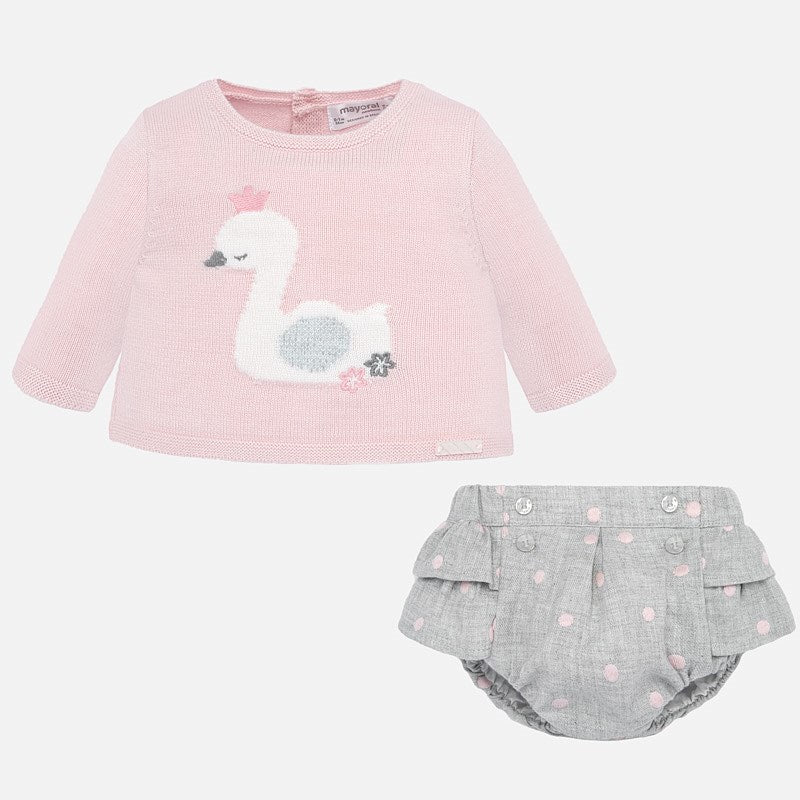 Pink & Grey Sweater & Bloomer Set
