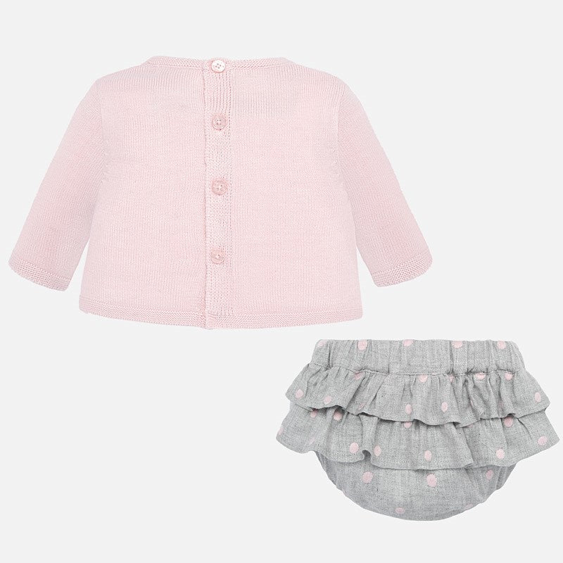 Pink & Grey Sweater & Bloomer Set