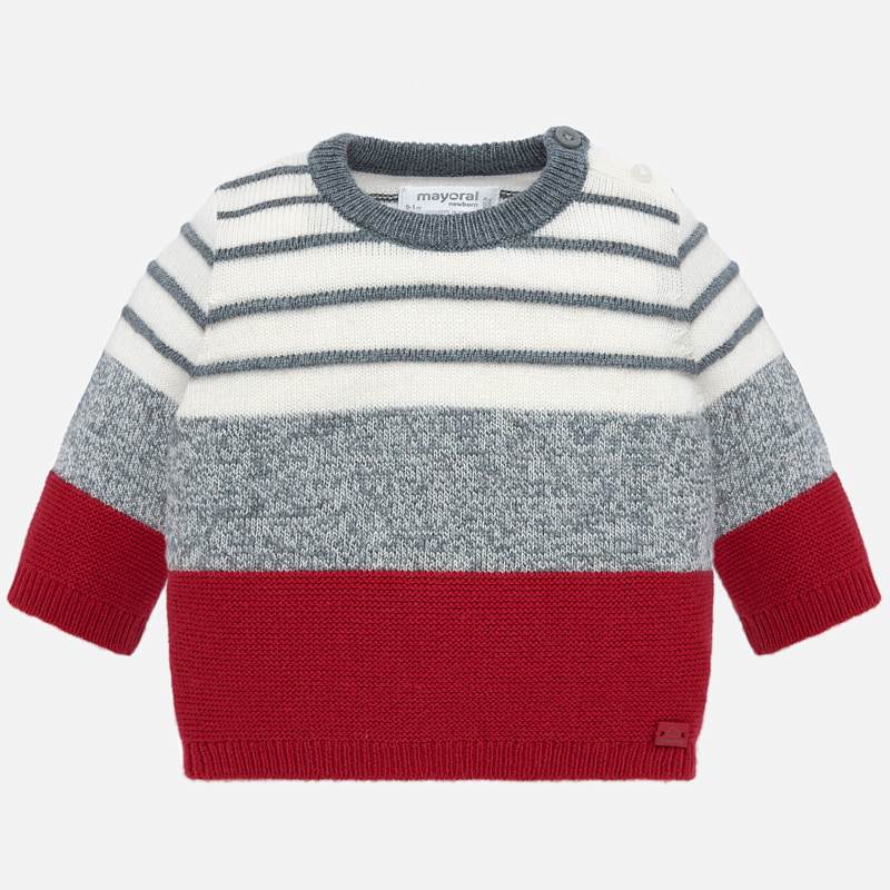 Red & Grey Striped Sweater 