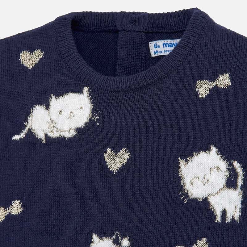 Navy Blue Kitten Knit Sweater 