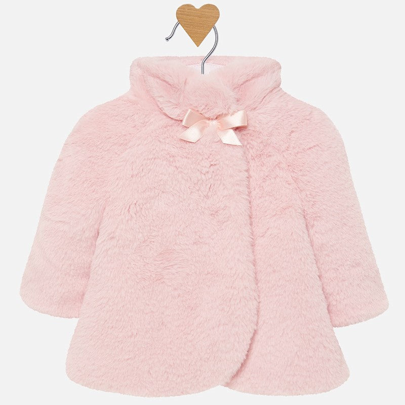 Pink Fur Coat with Bow