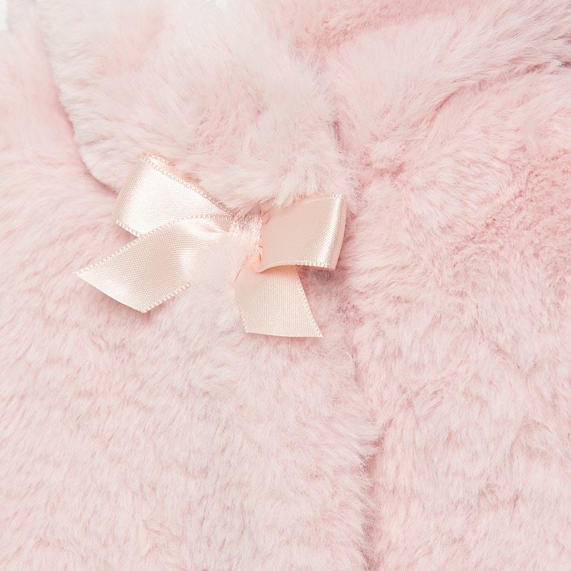Pink Fur Coat with Bow