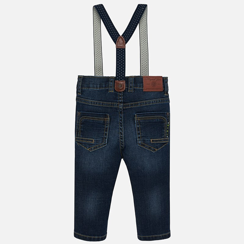 Dark Denim Jeans With Suspenders 