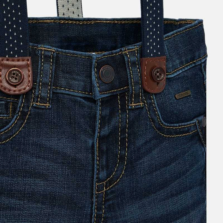 Dark Denim Jeans With Suspenders 