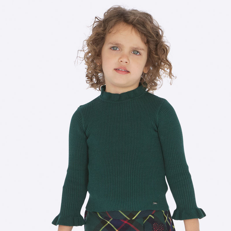 Hunter Green Ruffle Mockneck Sweater 