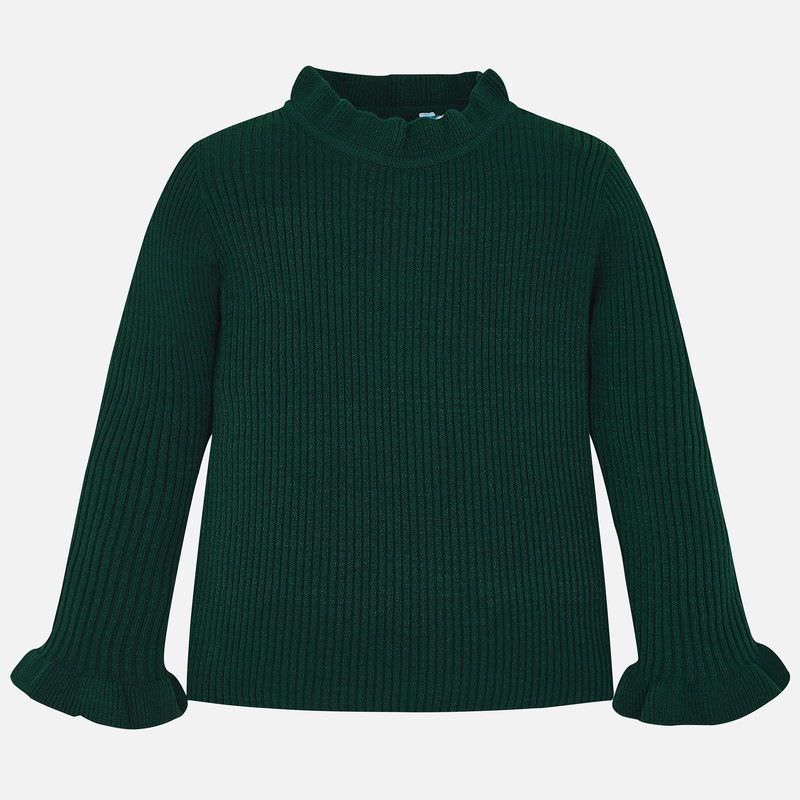 Hunter Green Ruffle Mockneck Sweater 