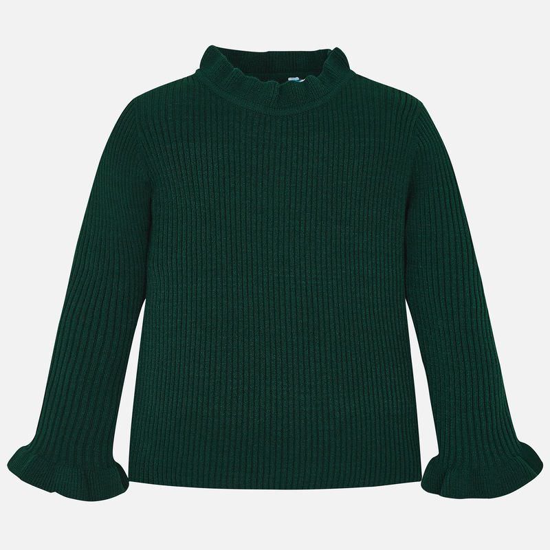 Hunter Green Ruffle Mockneck Sweater 