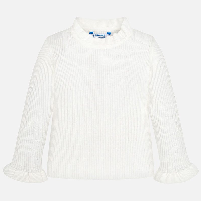 White Ruffle Mockneck Sweater 
